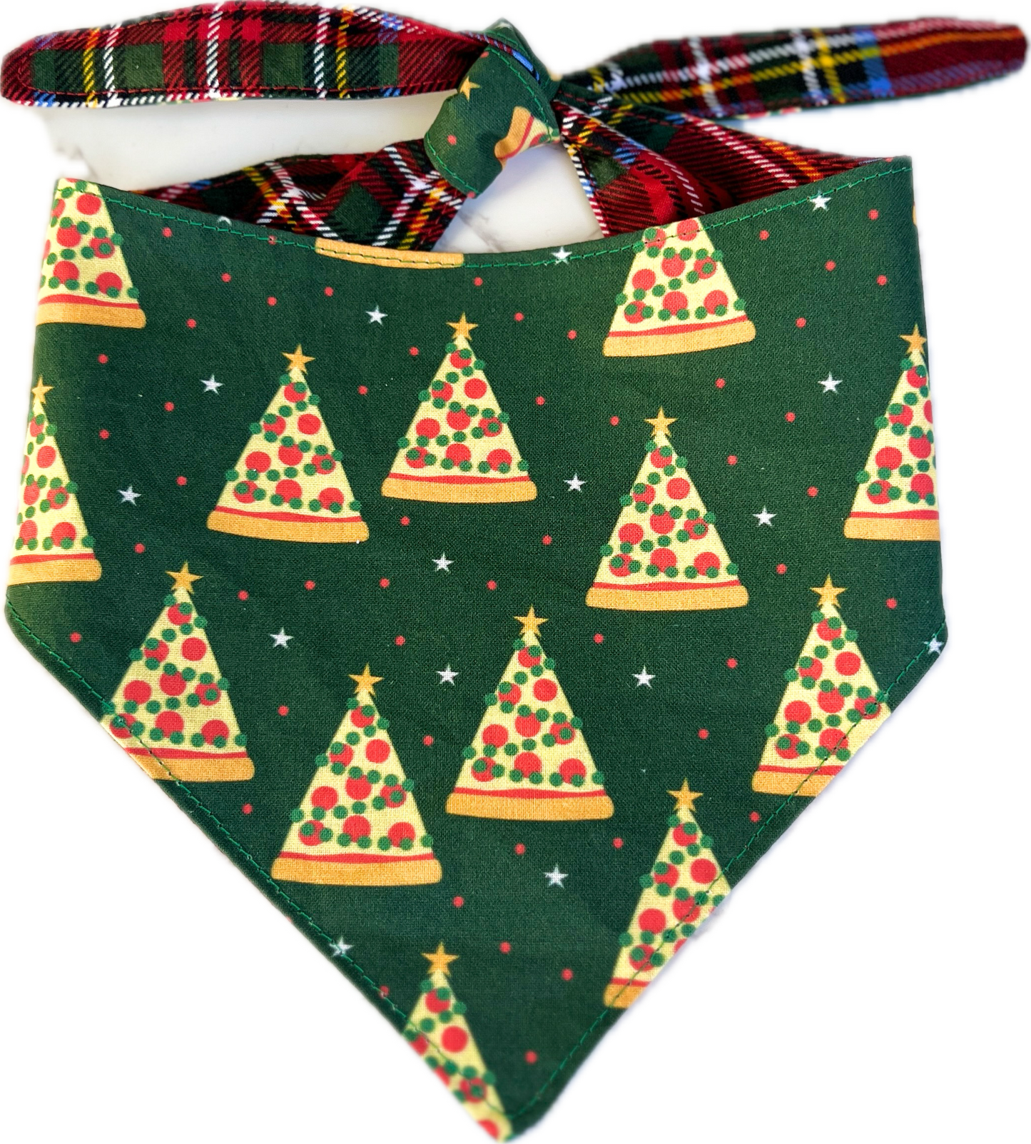 Christmas Pizza Trees Reversible Dog Bandana