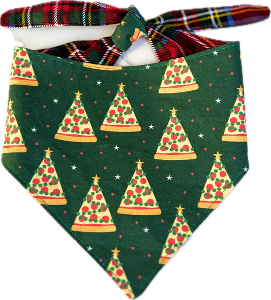 Christmas Pizza Trees Reversible Dog Bandana