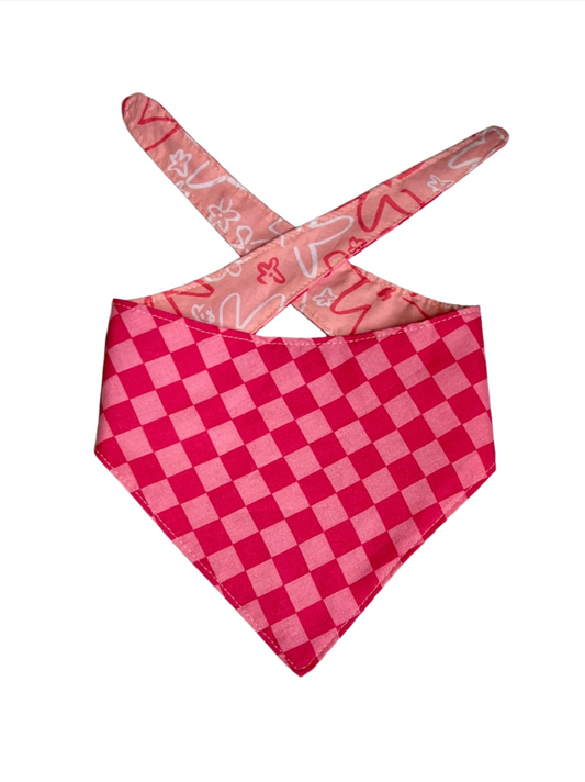 Coral Checks Dog Bandana