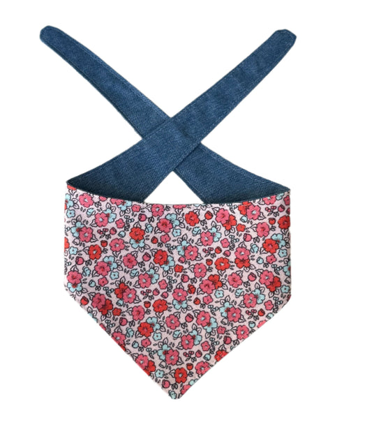 Spring Floral with Denim Dog Bandana