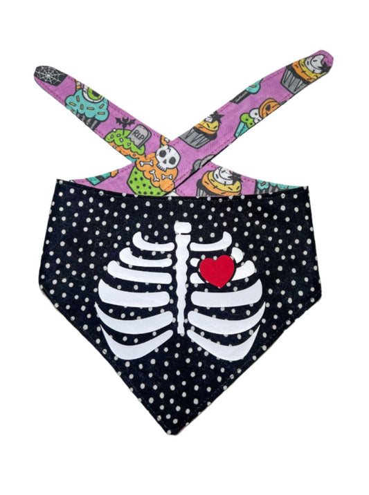 Skeleton Heart Dog Bandana